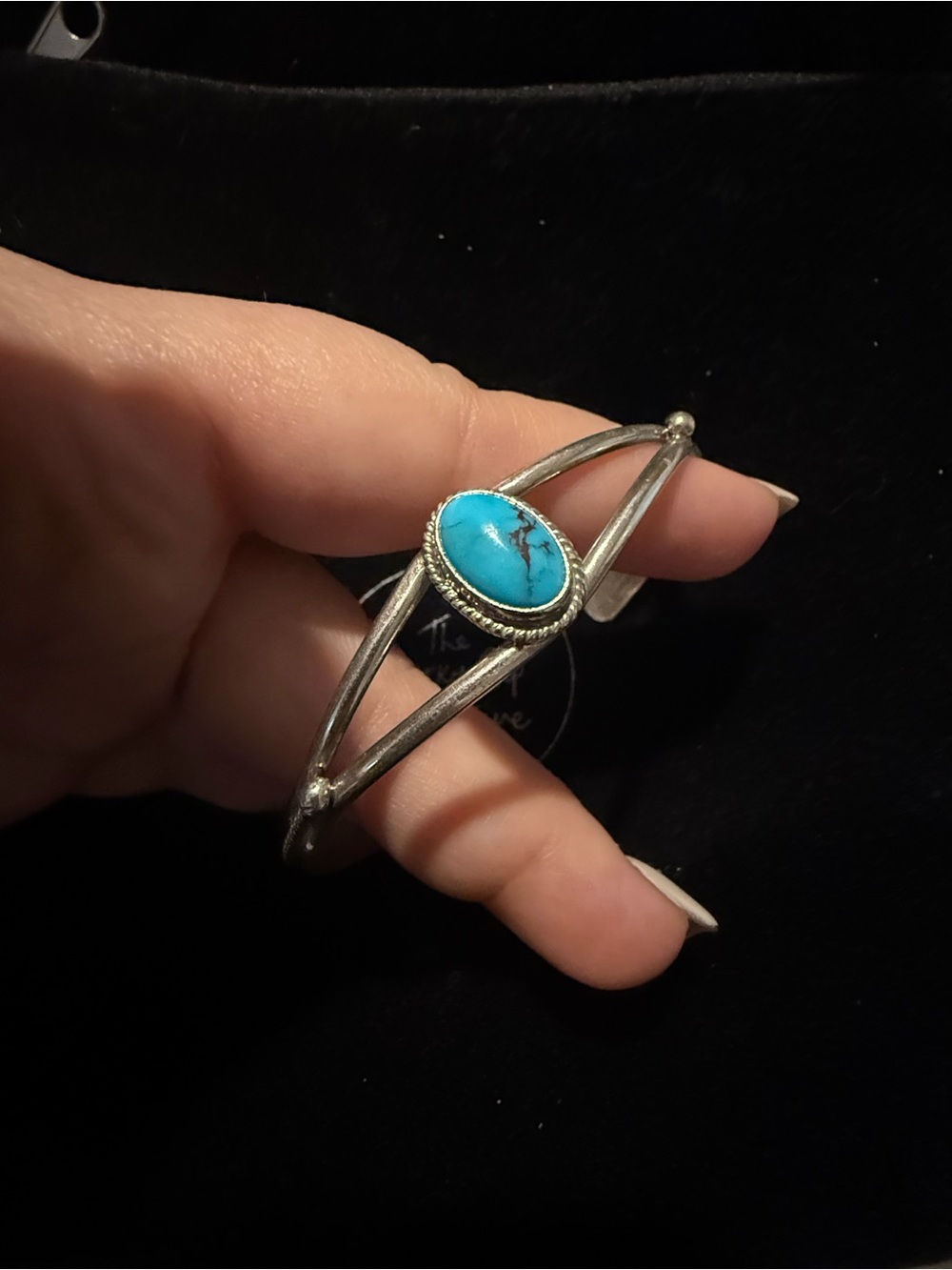 Stunning native made turquoise and silver bangle